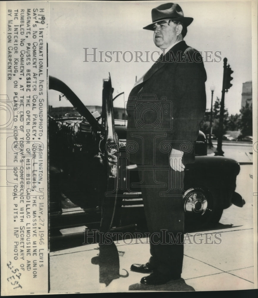 1946 Press Photo Lewis Say's No Comment After Conference with Interior Krug- Historic Images