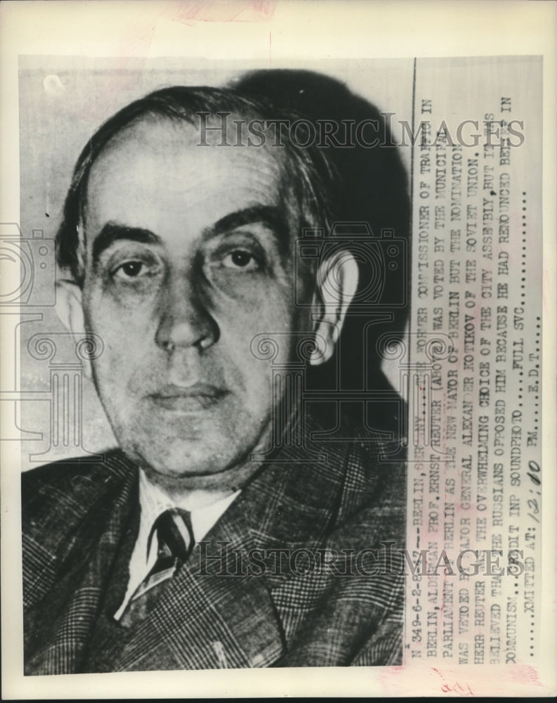 1947 Press Photo Former Berlin commissioner of traffic Prof Ernst Reuter