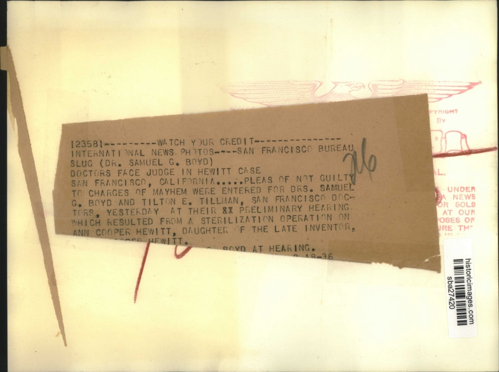 1936 Press Photo Dr Samuel Boyd shown at court hearing in San Francisco