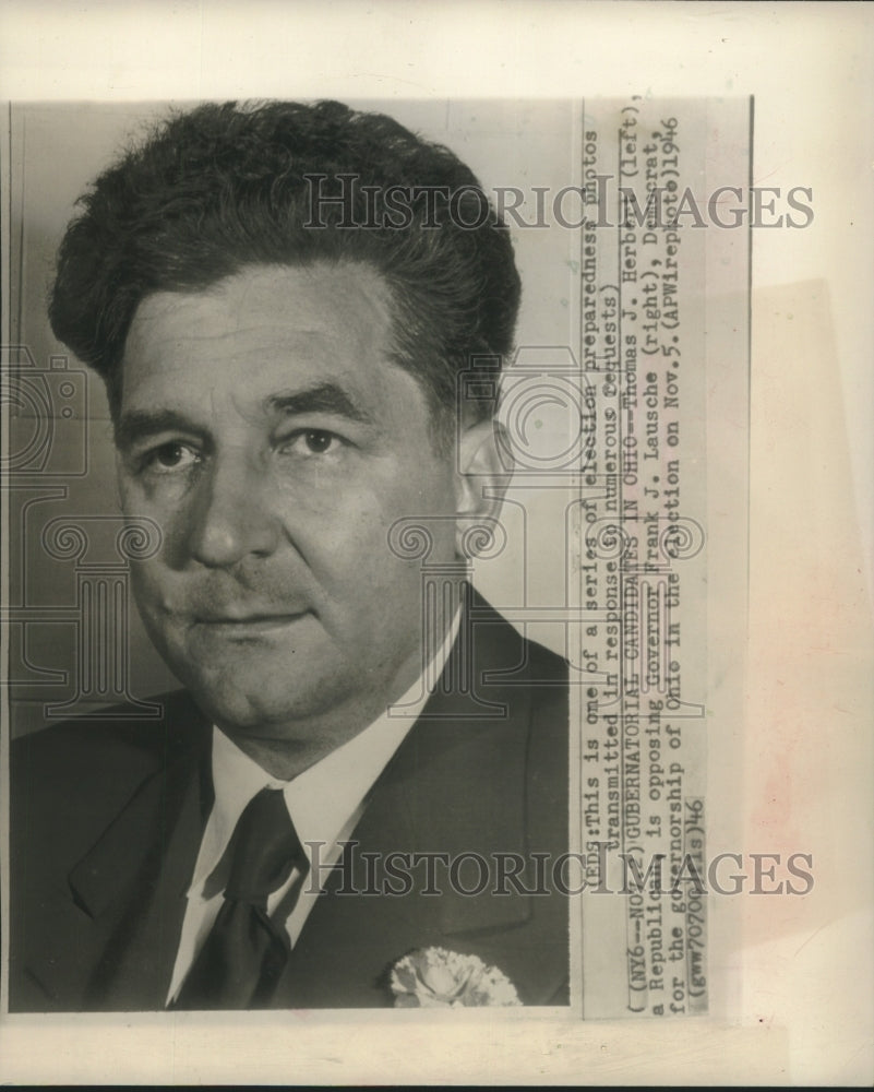 1946 Press Photo Ohio Governor Frank Lausche opposed by Thomas J Herbert