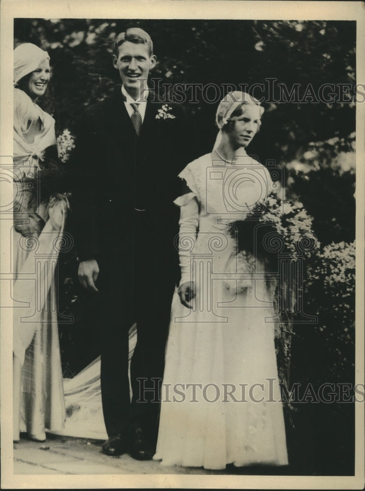 1931 Press Photo Harvard athlete William Saltonstall weds Katheryn Watson