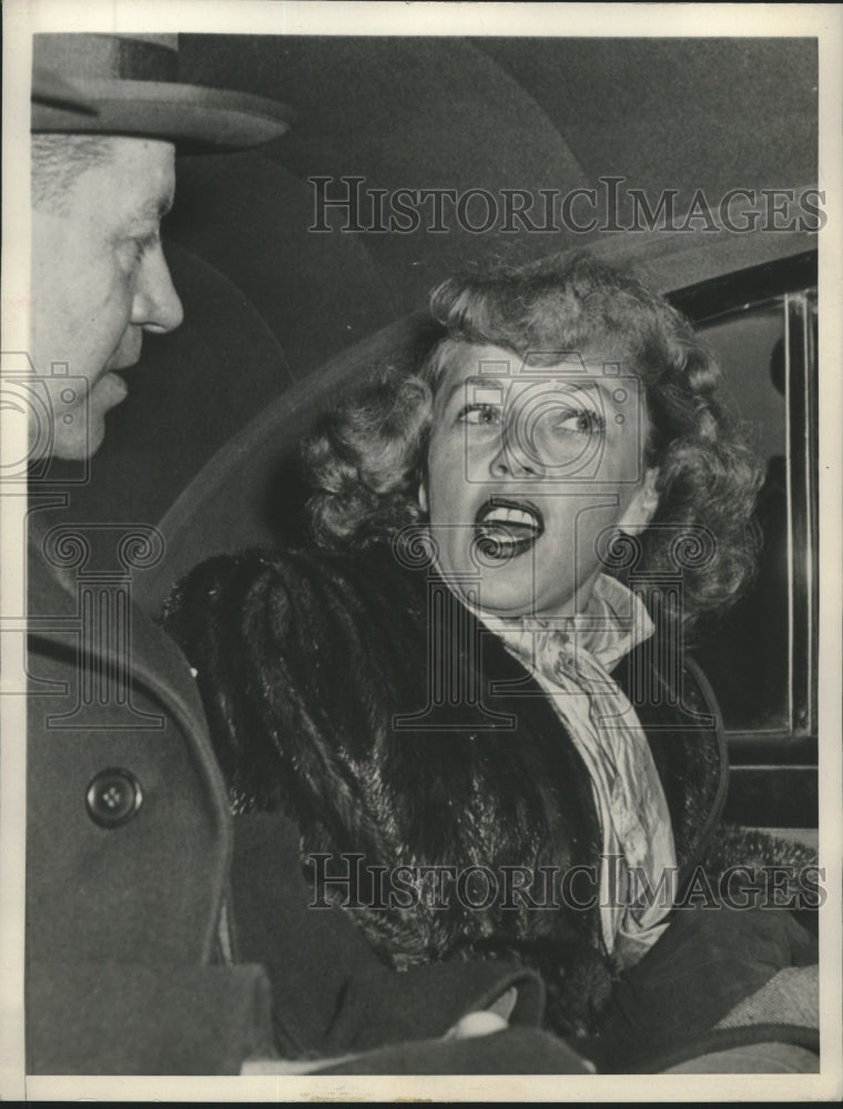 1946 Press Photo Actress Sally Haines & a Brooklyn DA head to Grand Jury