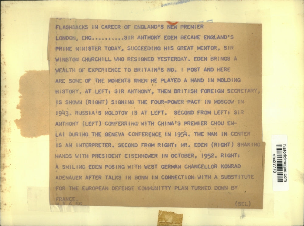 1955 Press Photo Sir Anthony Eden new Prime Minister of England - sba27778