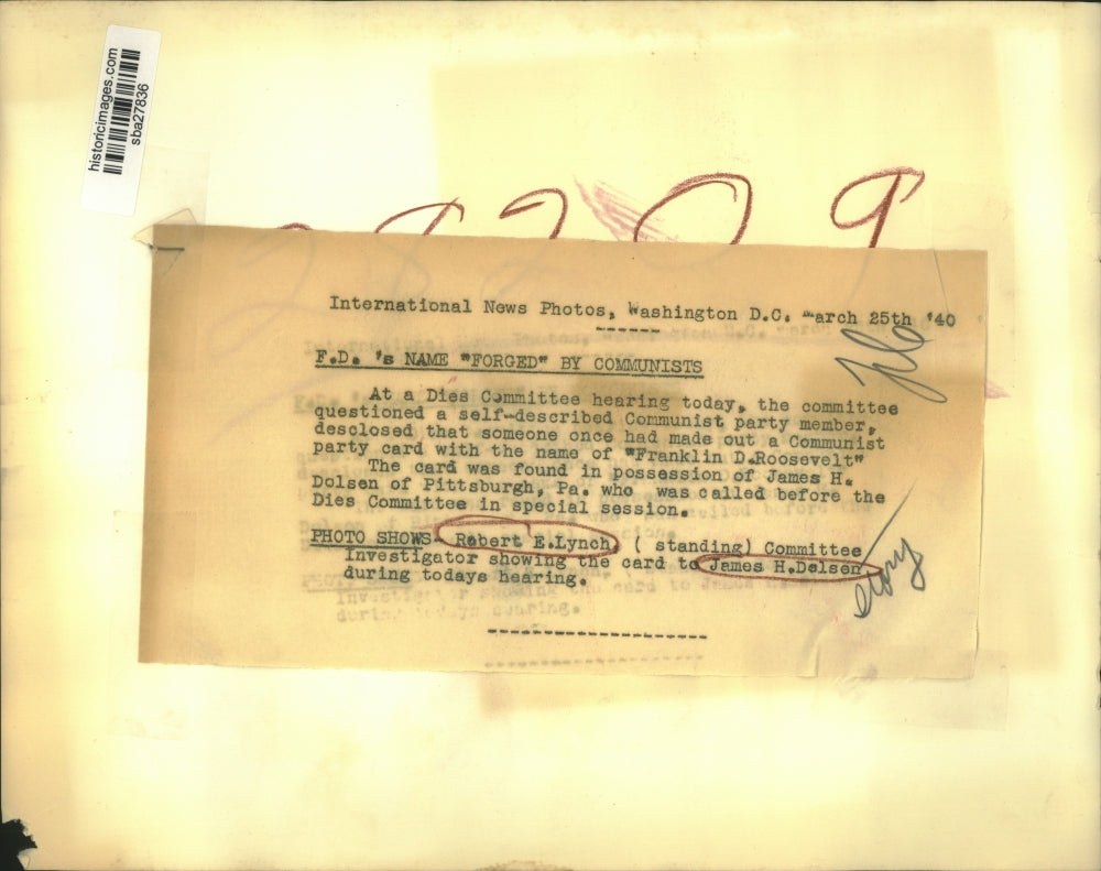 1940 Press Photo Robert E Lynch & James H Dolsen Dies committee investigators