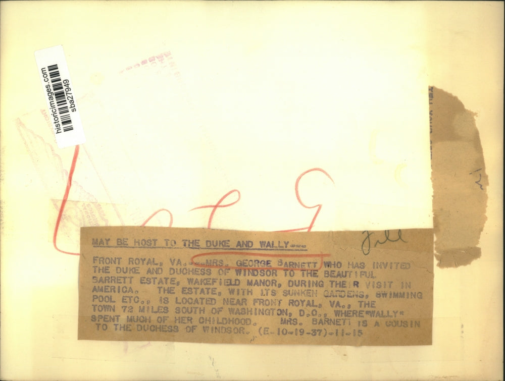 1937 Press Photo Mrs George Barnett cousin of the Duchess of Windsor.