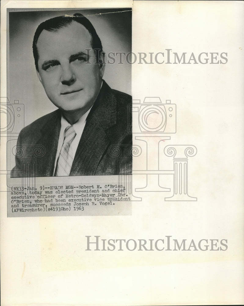 1963 Press Photo Robert O&#39;Brien elected President of Metro Goldwyn Mayer- Historic Images