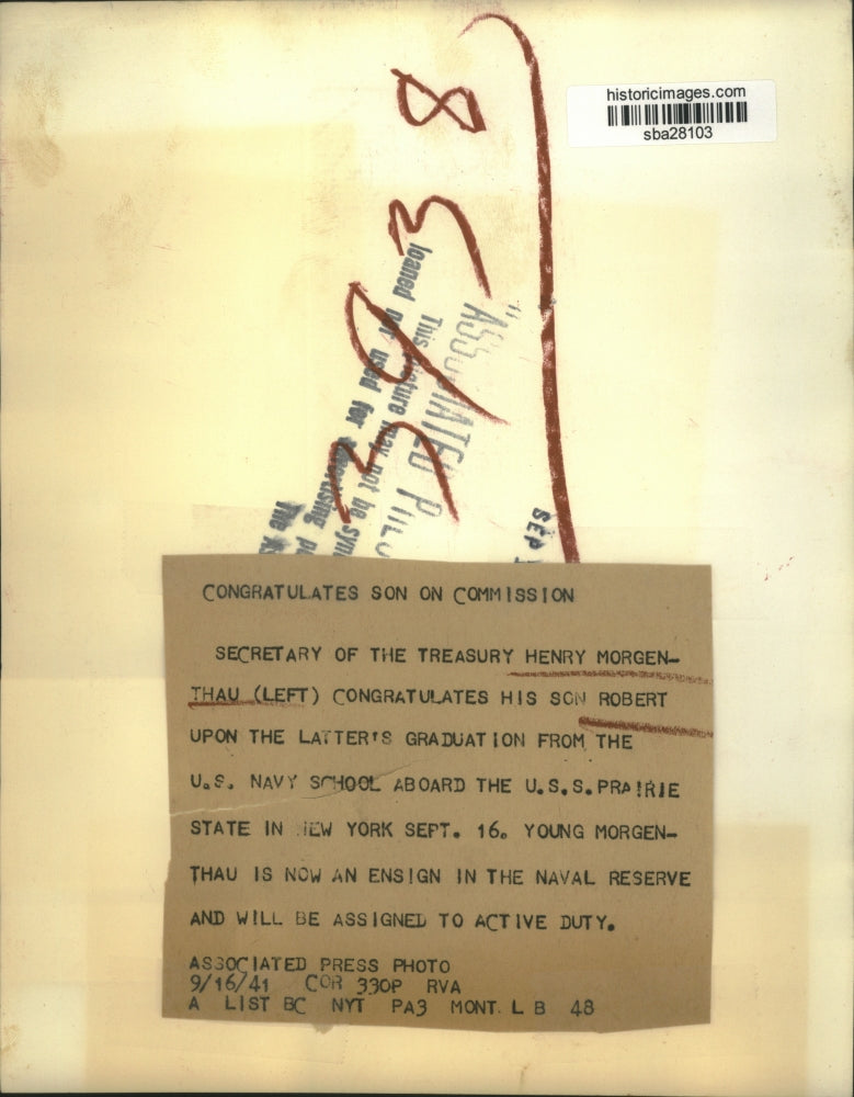 1941 Press Photo Treasury Secretary Henry Morgenthau & son Robert - sba28103