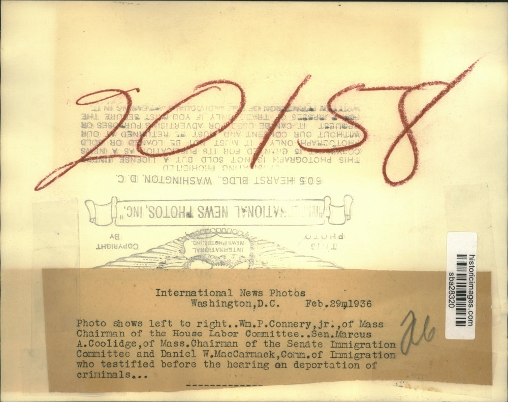 1936 Press Photo William Connery, Sen Marcus Coolidge and Daniel McCarmack