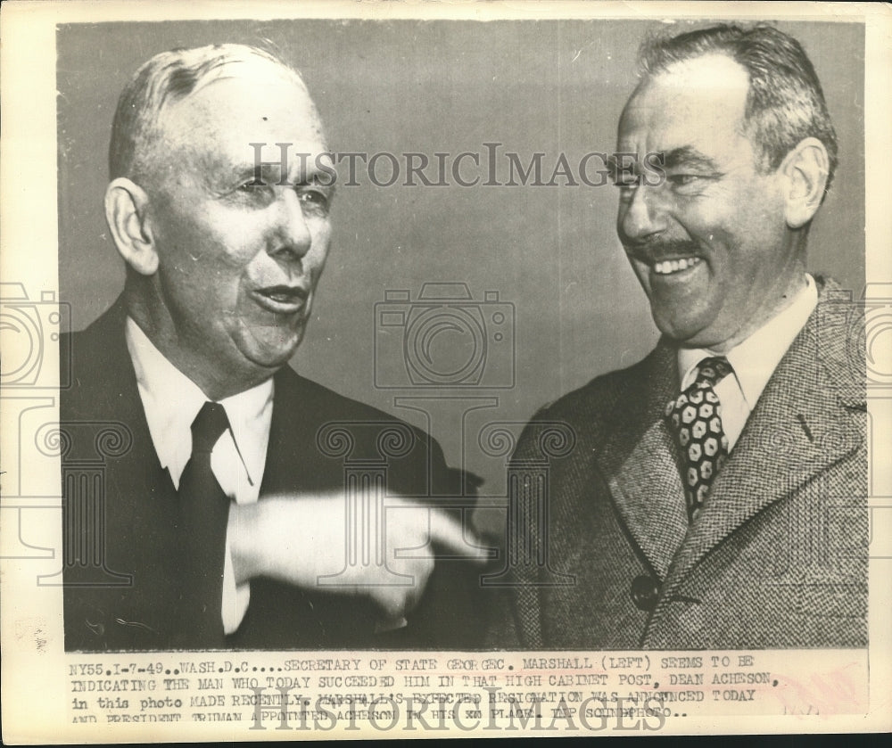 1949 Press Photo Secretary of State George Marshall with Dean Acheson