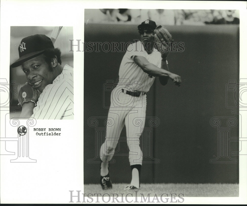 Press Photo NY Yankee outfielder Bobby Brown in action - sba28462- Historic Images