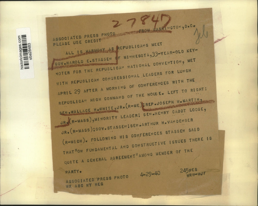 1940 Press Photo MN Governor Harold Stassen at GOP National convention