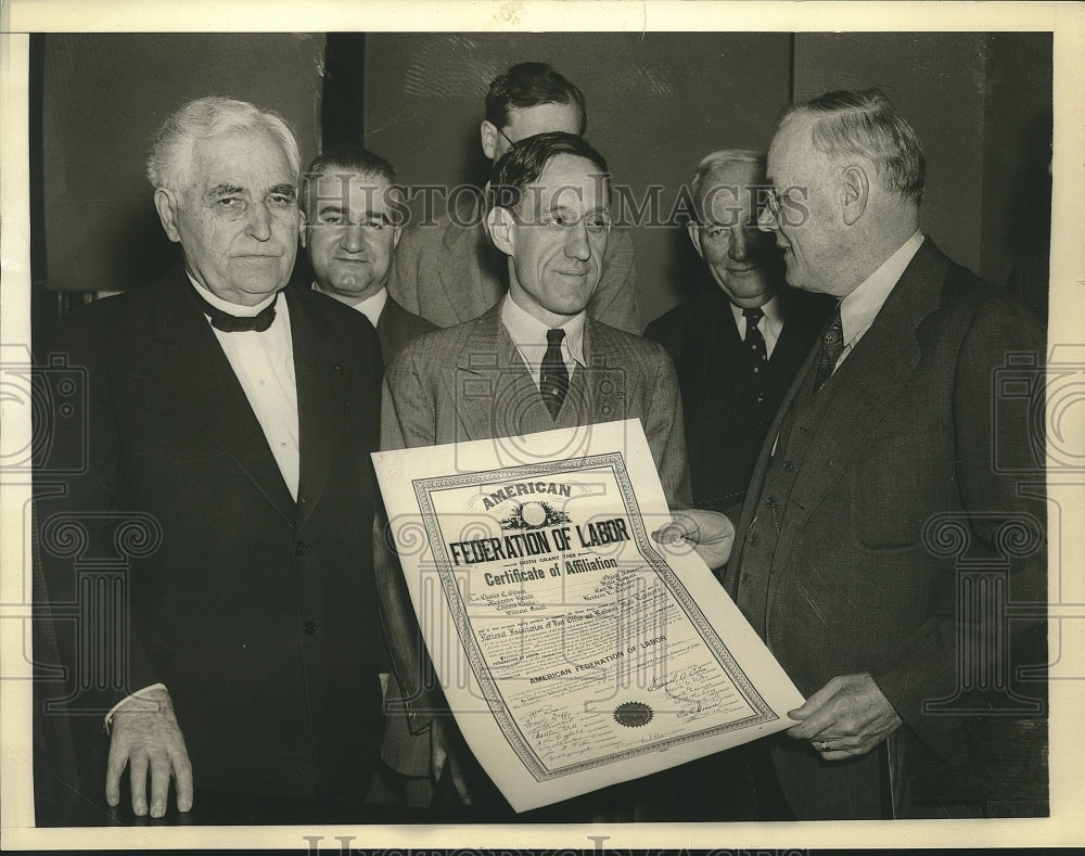 1937 Press Photo AFL president William Green with F Morrison & C E Gibson