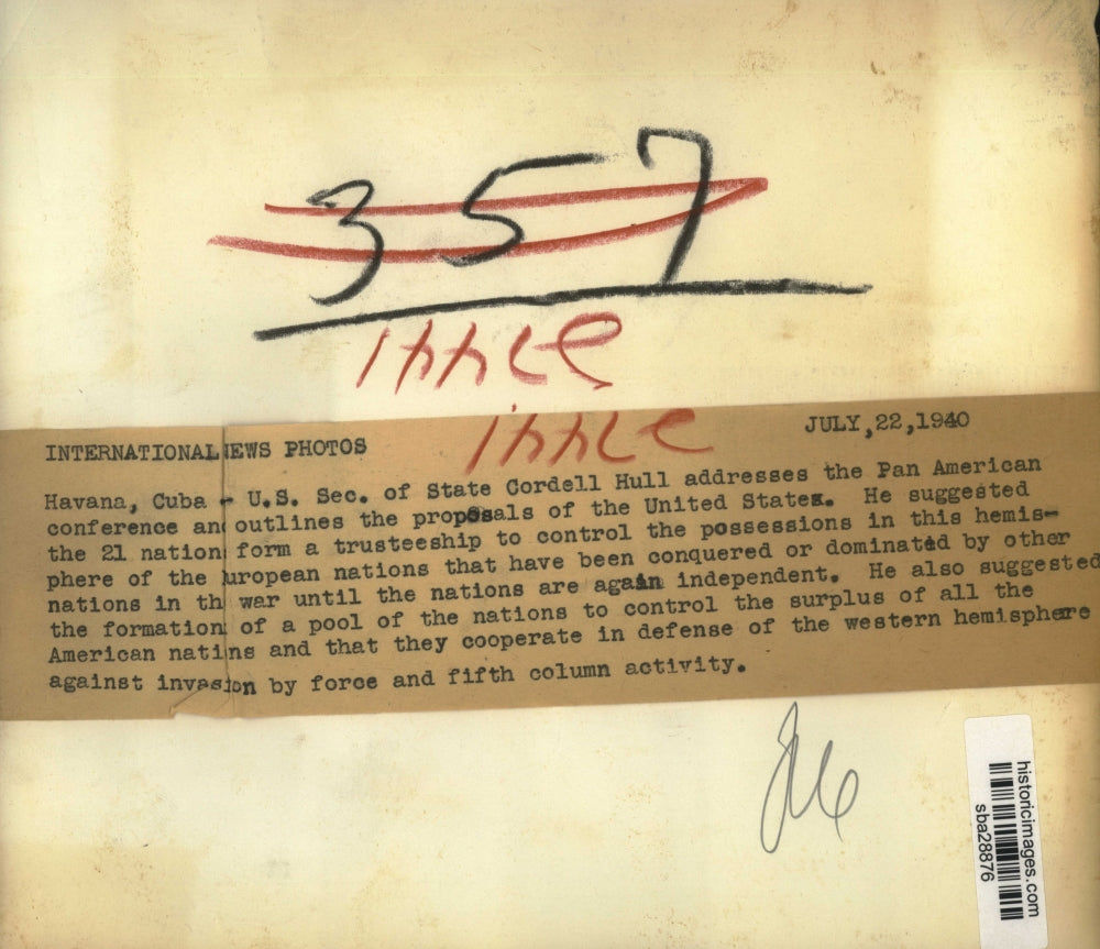 1940 Press Photo US Secretary of State Cordell Hull addresses Pan American Confe