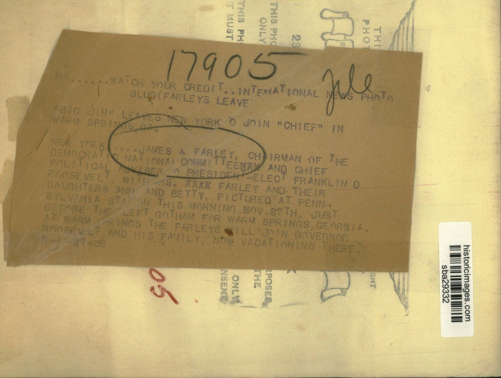 1932 Press Photo Democratic National Chairman James Farley and his family