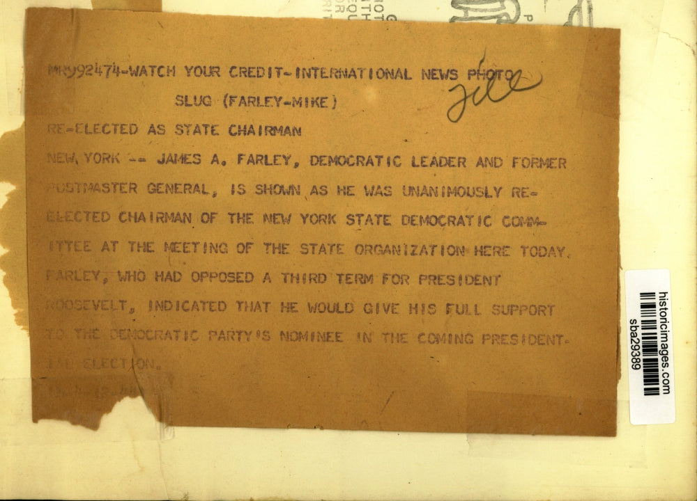 1945 Press Photo James A Farley, Democratic leader & ex Postmaster General