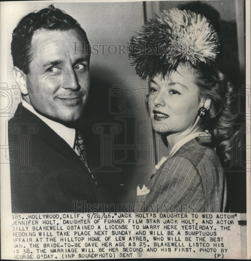 1946 Press Photo Jack Holt's daughter Jennifer to wed Billy Blakewell