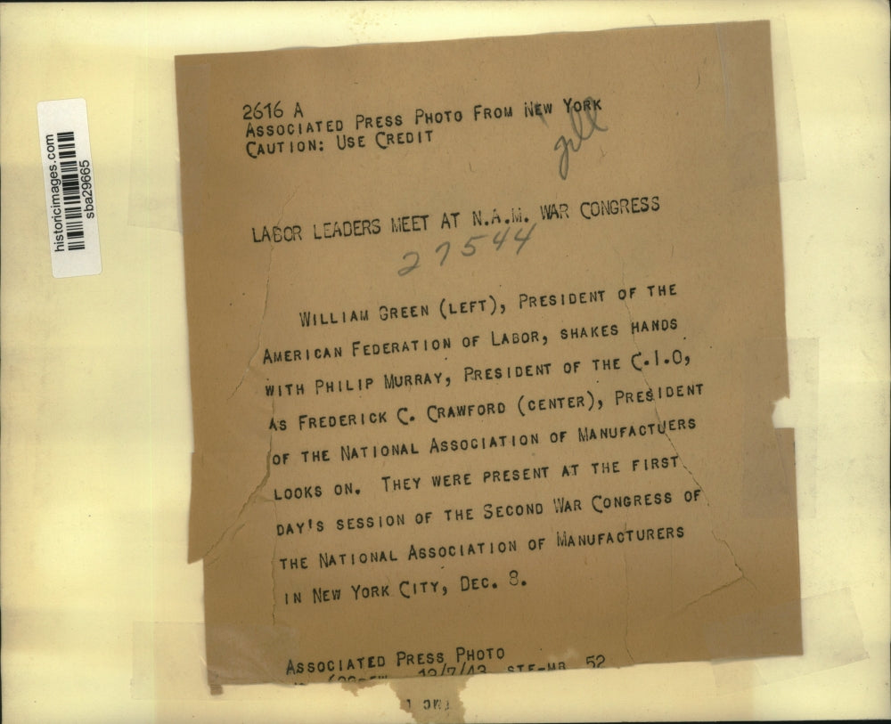 1943 Press Photo Labor leaders meet at Nat'l Assn. of Manufacturers war congress