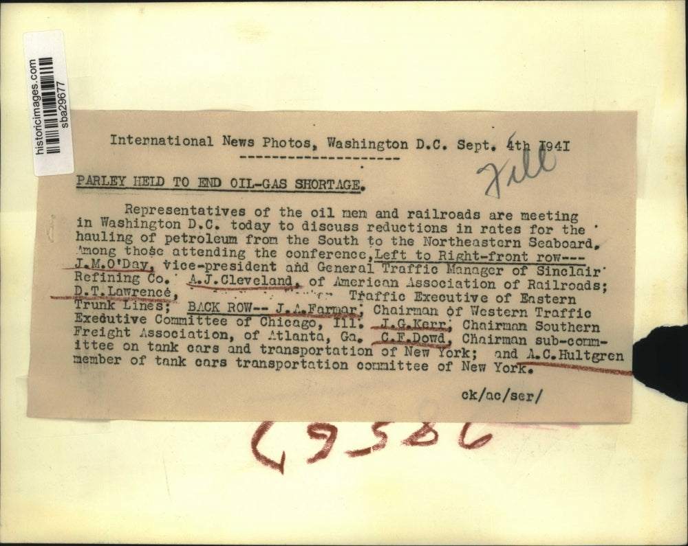 1941 Press Photo Reps of Oil Men & Railroads Meet in D.C. to Discuss Rates