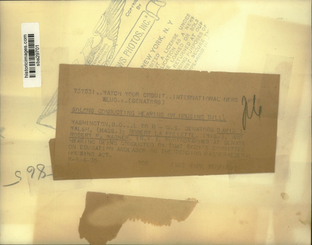 1935 Press Photo Senators David Walsh of Mass & Robert Follette of Wisconsin