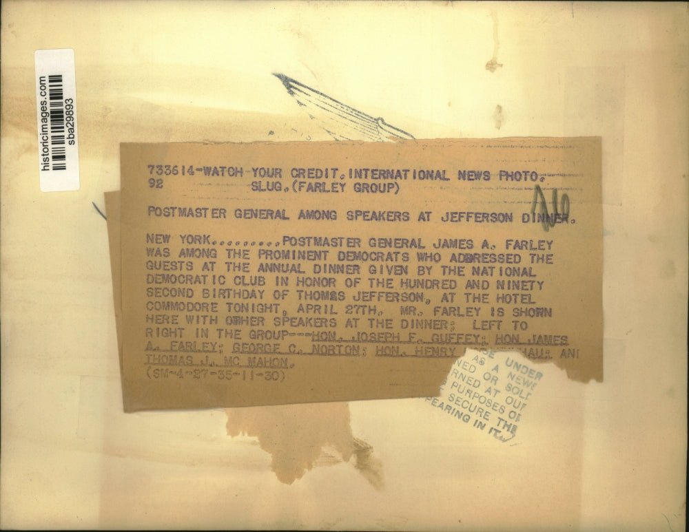 1935 Press Photo Postmaster General James A Farley & lead Democrats - sba29893