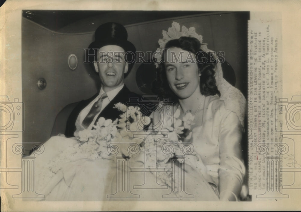 1942 Press Photo Mr and Mrs Robert Homans Marry in Riverside Church Chapel