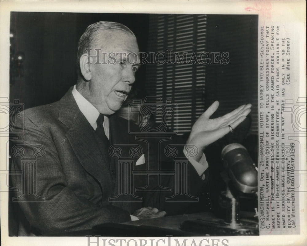 1949 Press Photo Gen George C Marshall wartime Army Chief of Staff - sba30000