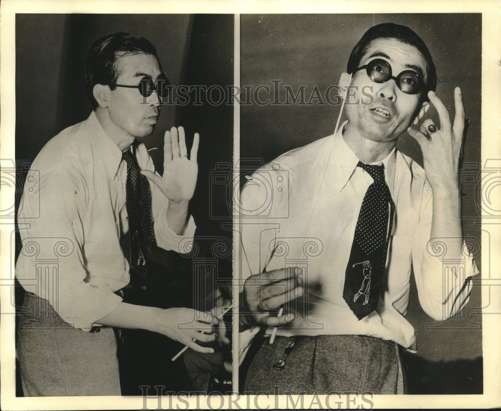 1937 Press Photo Viscount Hindemaro Konoye Shown Leading Orchestra - sba30034