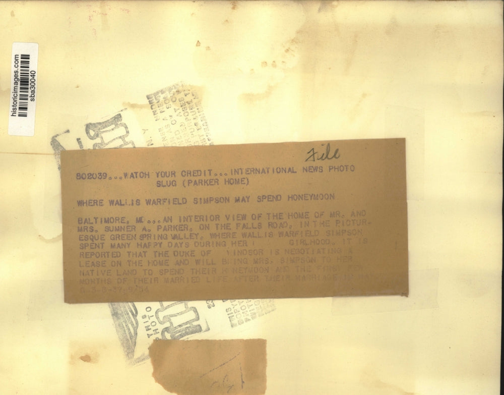 1937 Press Photo Interior View of Home of Mr and Mrs Sumner A Parker on Falls Rd