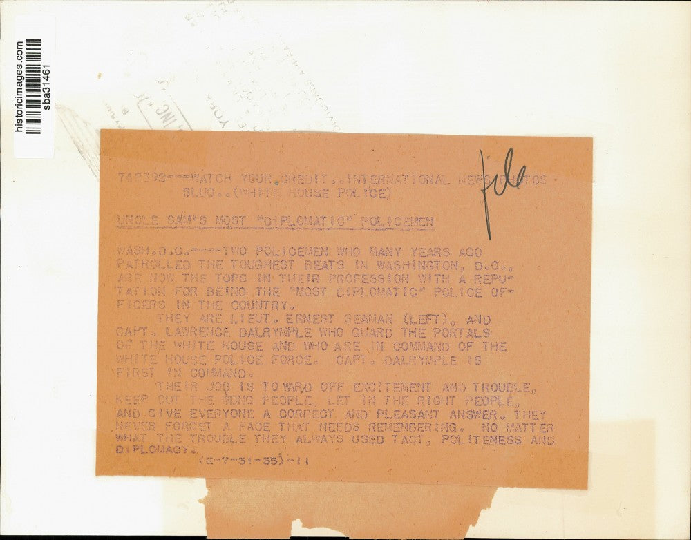 1935 Press Photo Lieutenant Ernest Seaman and Captain Lawrence Dalrymple