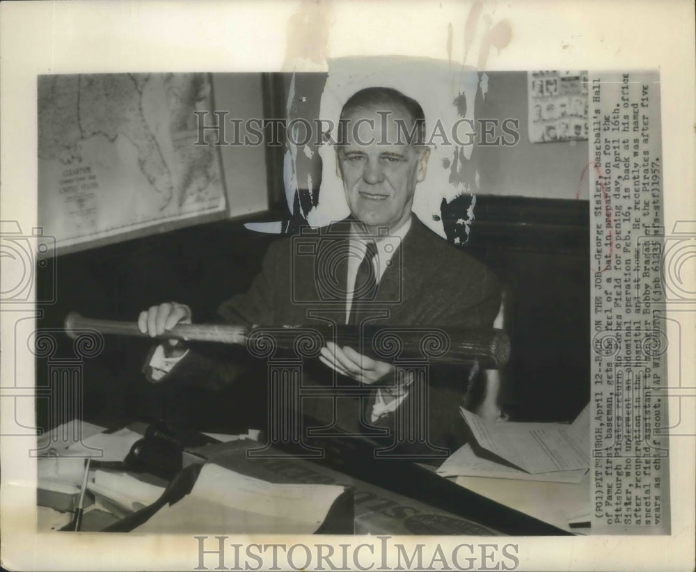 1957 Press Photo George Sisler, Baseball Hall of Fame First Baseman - sbs00012- Historic Images