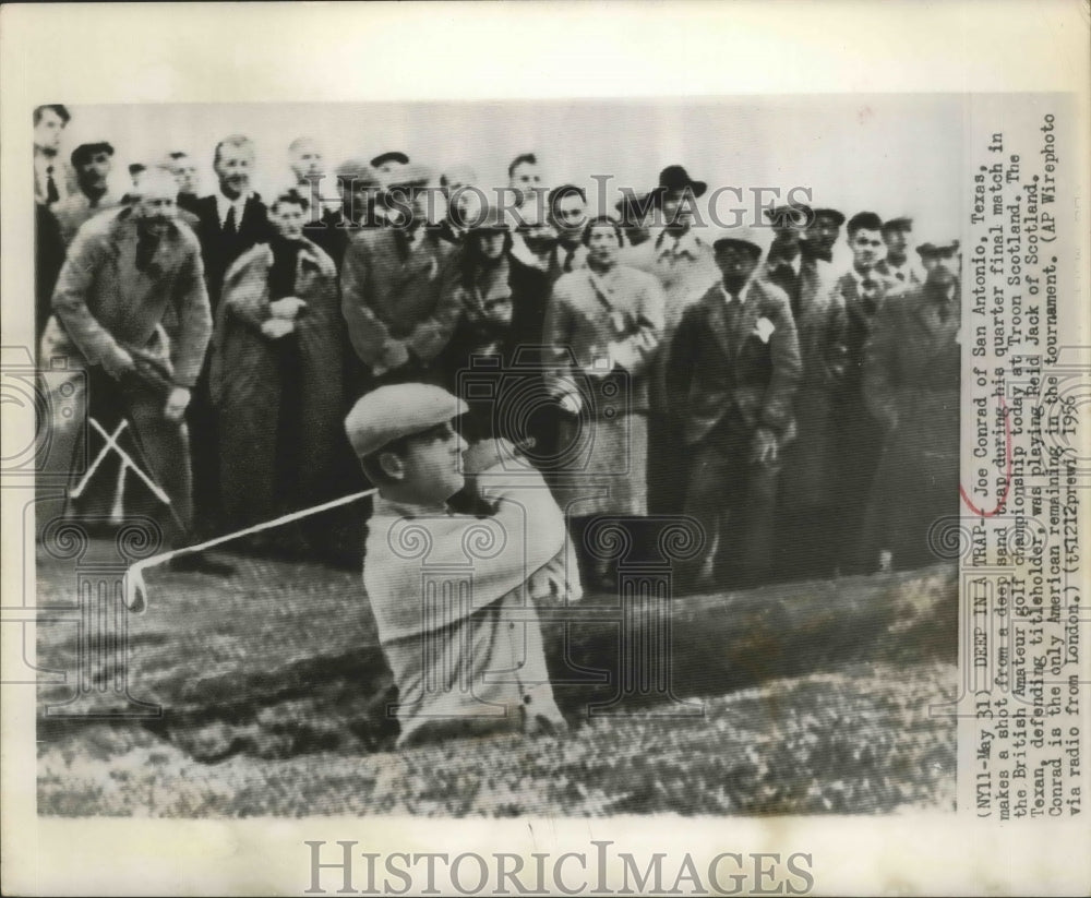 1956 Press Photo Joe Conrad of Texas makes hot from a deep trap in Final match- Historic Images