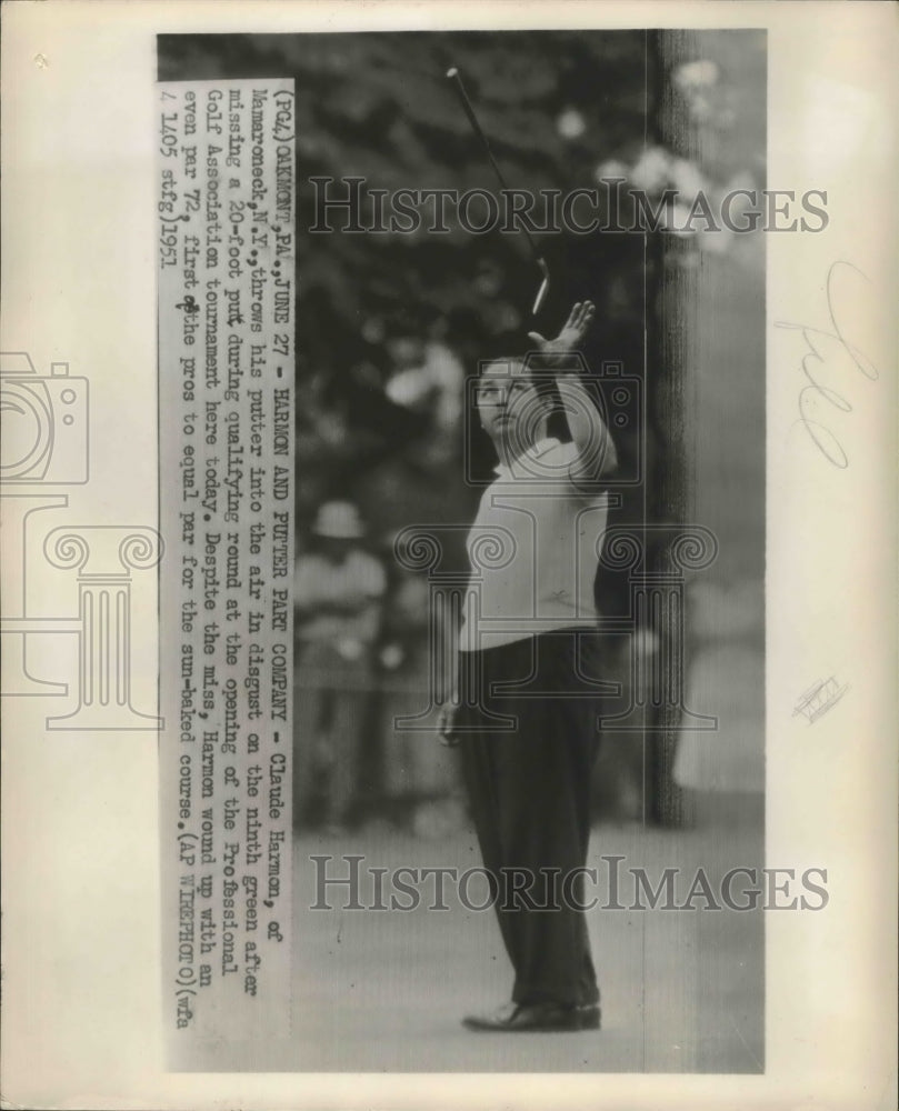 1951 Press Photo Claude Harmon on Professional Golf Association Tournament- Historic Images