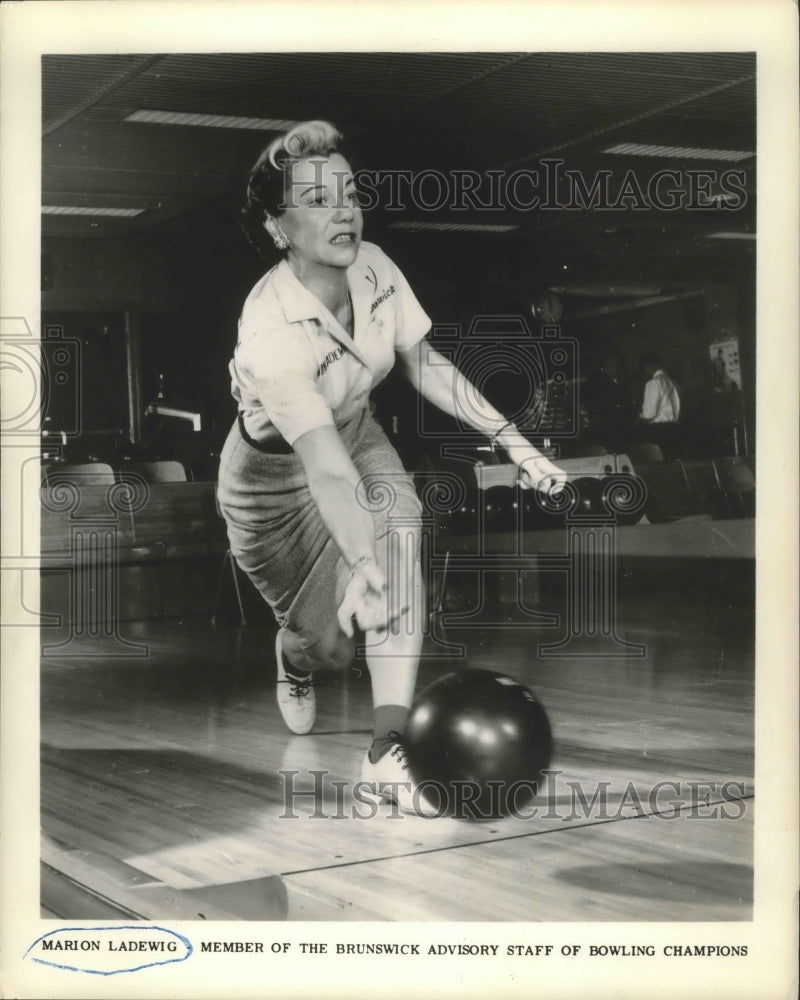 Undated Press Photo Marion Ladewig Member of Brunswick Staff of bowling Champion- Historic Images