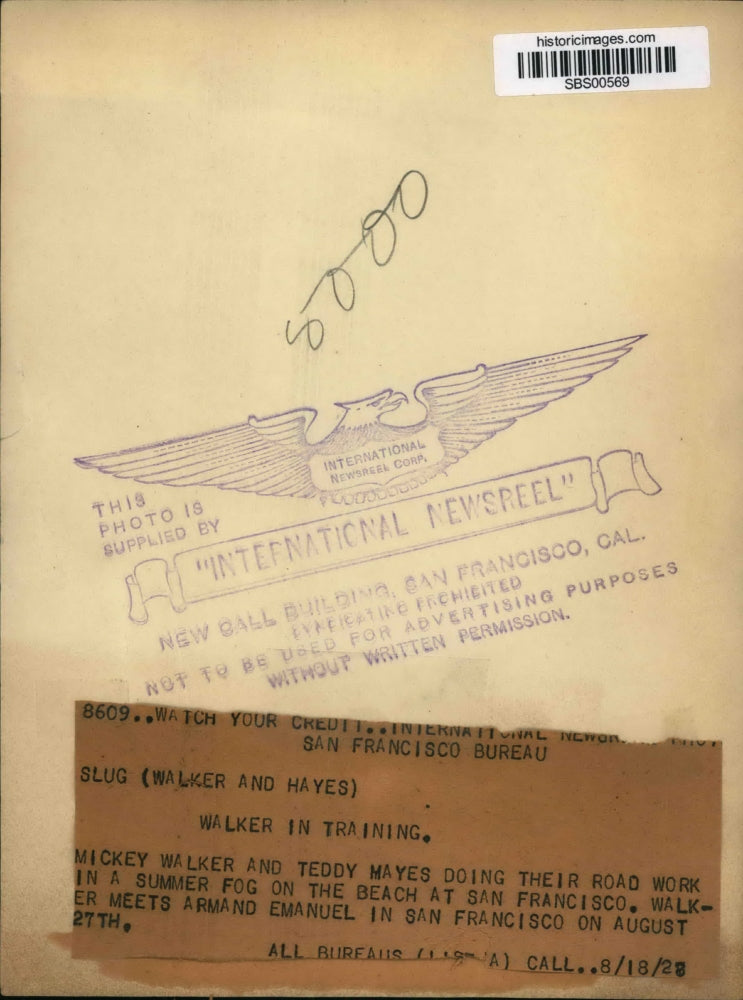 1928 Press Photo Mickey Walker and Teddy Mayes doing their road workout