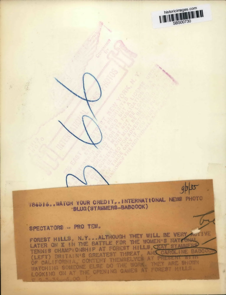 1935 Press Photo Kay Stamers, Carolina Babcock looking on at opening games