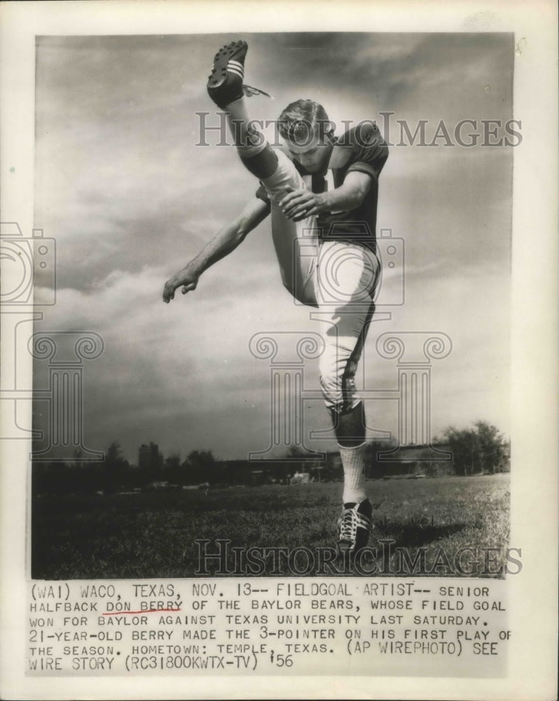 1956 Press Photo Don Berry, Senior Halfback of the Baylor Bears - sbs00793- Historic Images