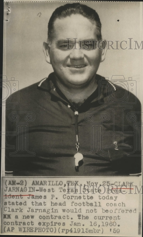 1959 Press Photo Cornette states Jarnagin&#39;s contract would not be renewed- Historic Images