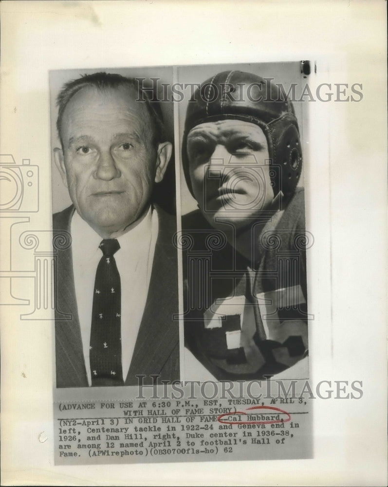 1962 Press Photo Cal Hubbard, Dan Hill in Grid Hall of Fame - sbs00940- Historic Images