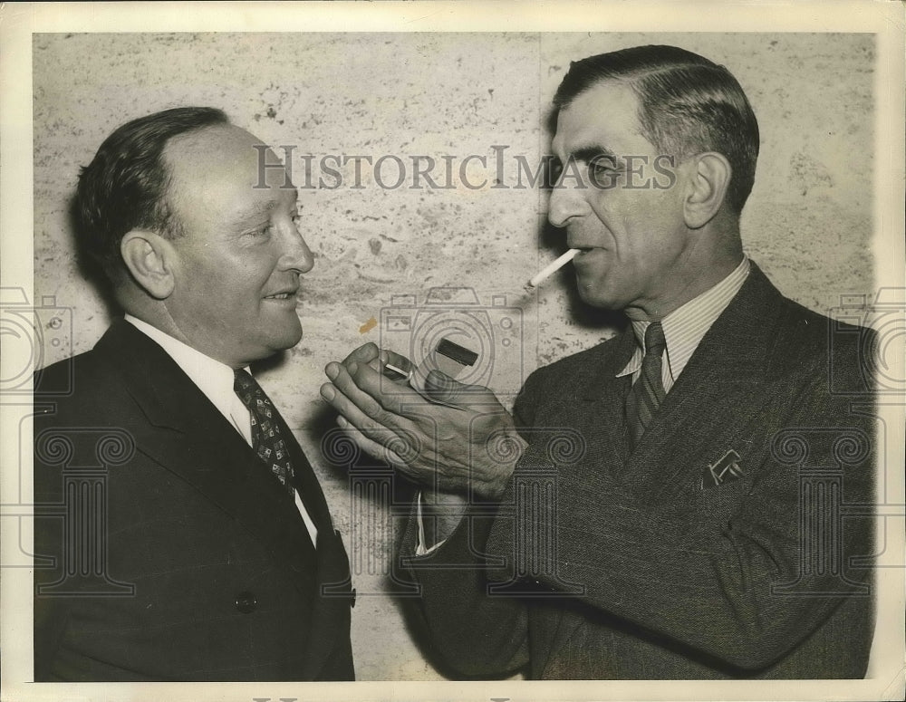 1940 Press Photo Fred Haney of St.Louis Browns & Roger Peckinpaugh of Clevelan- Historic Images