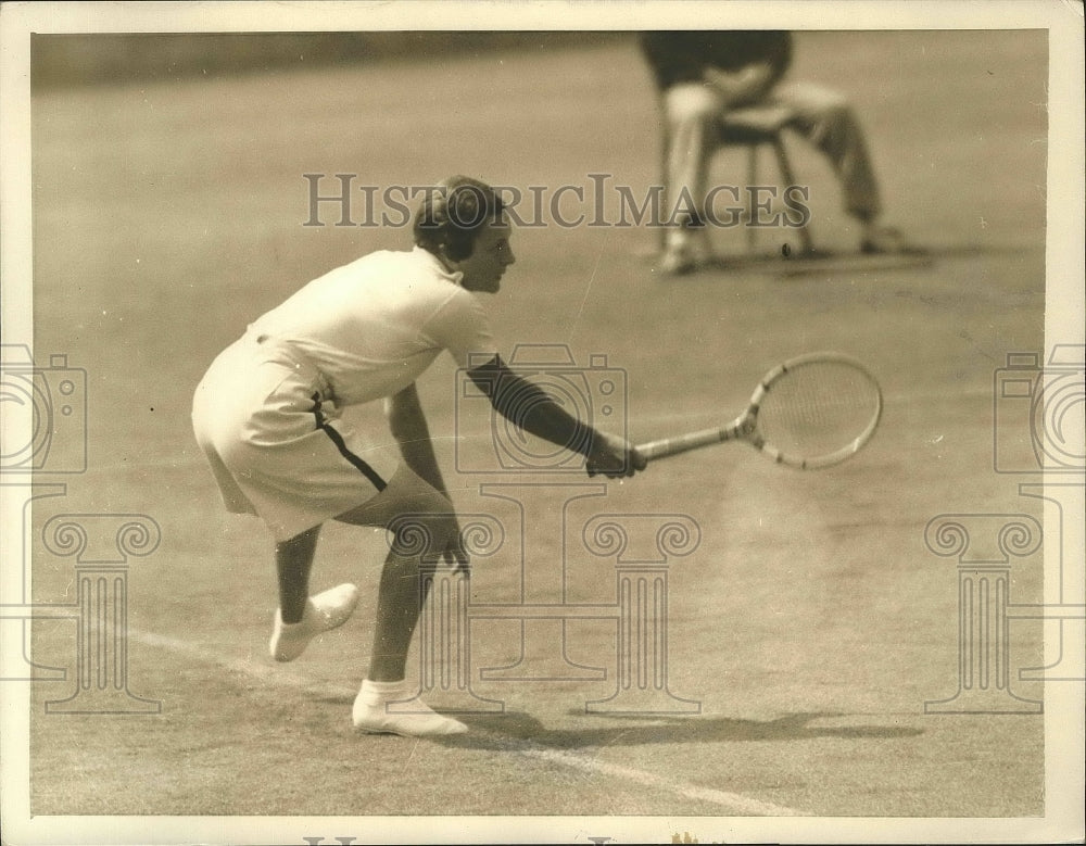 1934 Press Photo Helen Jacobs Returning Hard-Hit Ball in Semi-Final Match- Historic Images