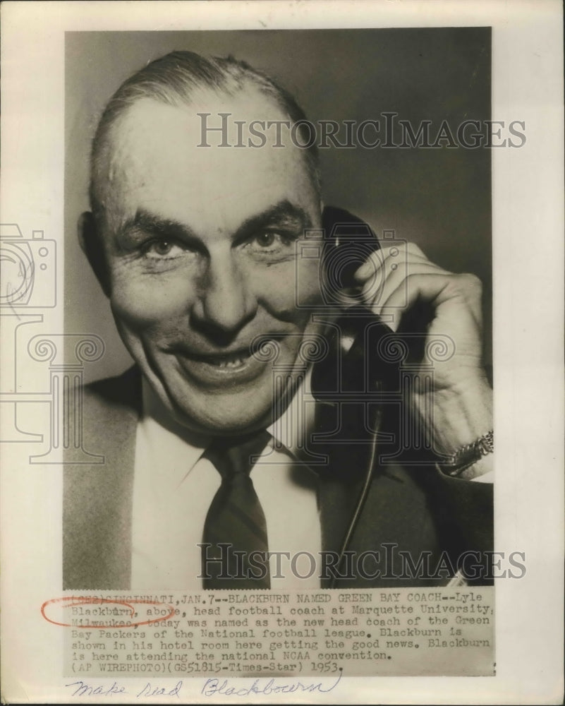 1953 Press Photo Lyle Blackburn Named New Head Coach of the Green Packers- Historic Images