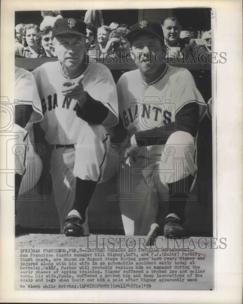 1959 Press Photo San Francisco Giants Manager Bill Rigney &amp; F.J. Parker- Historic Images