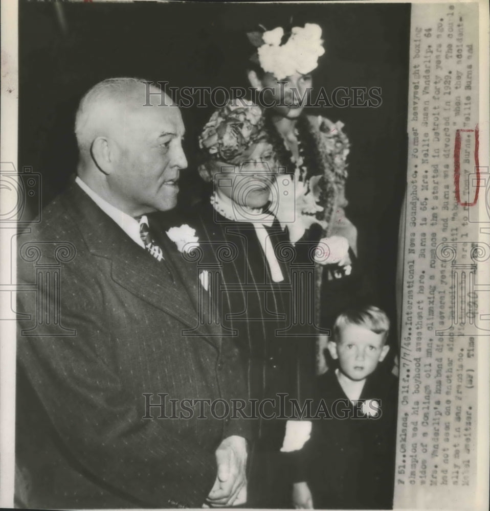 1946 Press Photo Tommy Burns weds Mrs. Nellie Susan Vanderlip - sbs01550- Historic Images