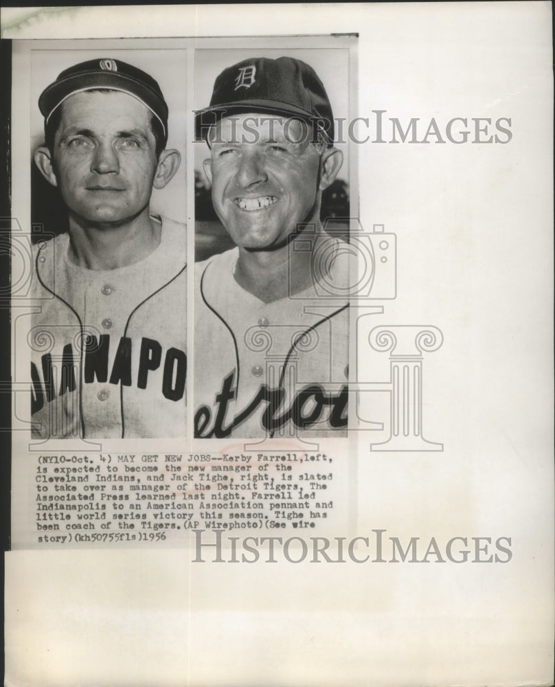 1956 Press Photo Kerby Farrell, Jack Tighe to become team managers - sbs01572- Historic Images