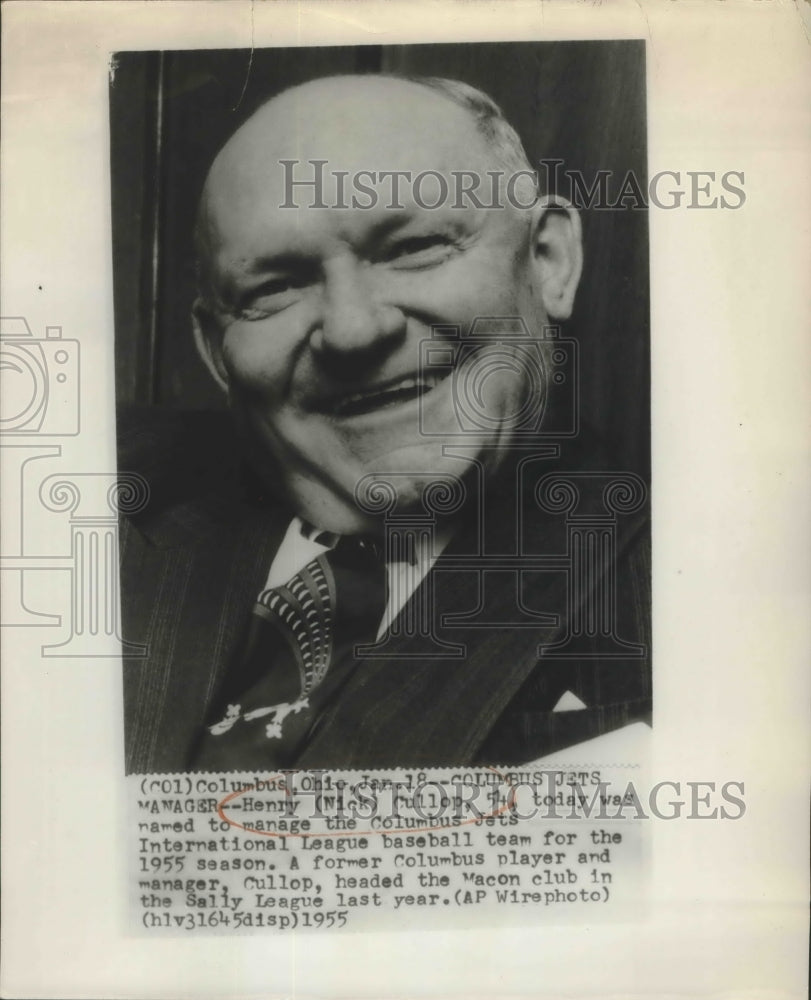 1955 Press Photo Henry Cullop to manage Columbus Jets International League- Historic Images