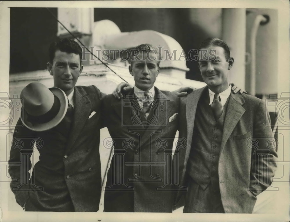 1931 Press Photo Three Member of American Davis Cup Team Return on Ile De France- Historic Images