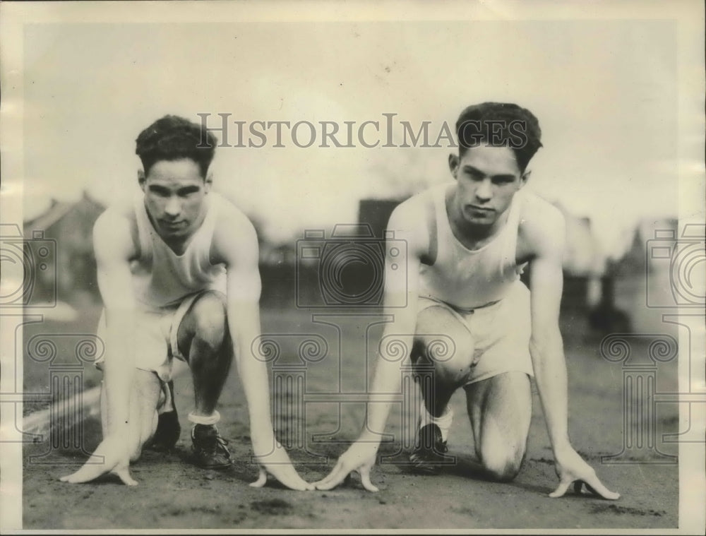 1930 Press Photo Seymour Twins Dale &amp; Dalton Distinguish Themselves on Track- Historic Images