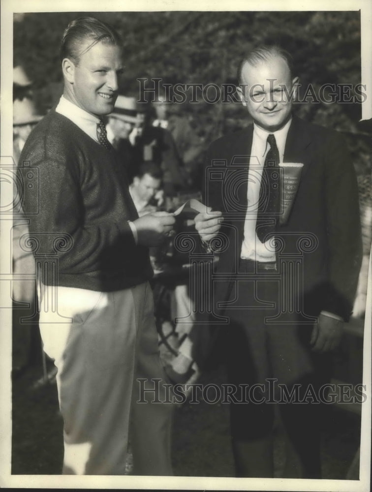 1933 Press Photo Craig Wood wins Los Angeles Opencheck from Chalmers Myers- Historic Images