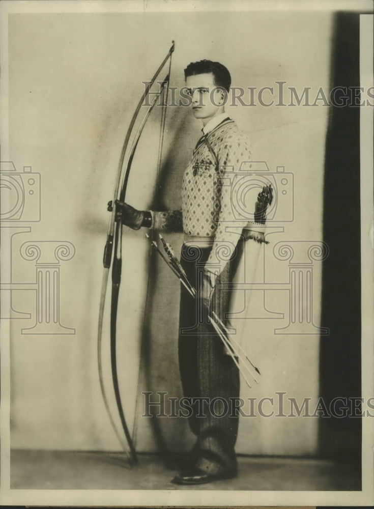 1928 Press Photo Guy Houston won the Natl. Junior Archery Association- Historic Images