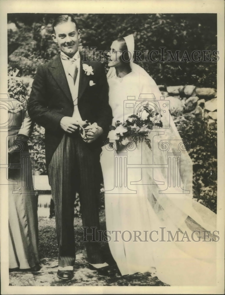 1933 Press Photo George M Lott Jr Davis Cup tennis weds Edith Collinson in MA- Historic Images